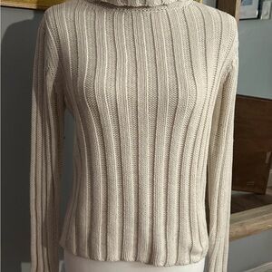 Aeropostale Cream Ribbed Cowl Neck Sweater